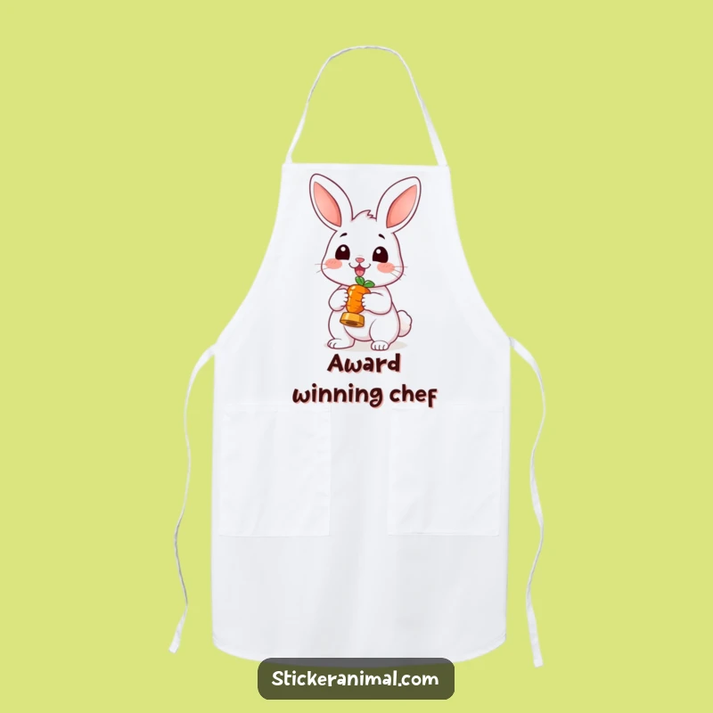 Funny Cheerful Rabbit Apron - Bunny Chef Carrot Trophy Kitchen Gift