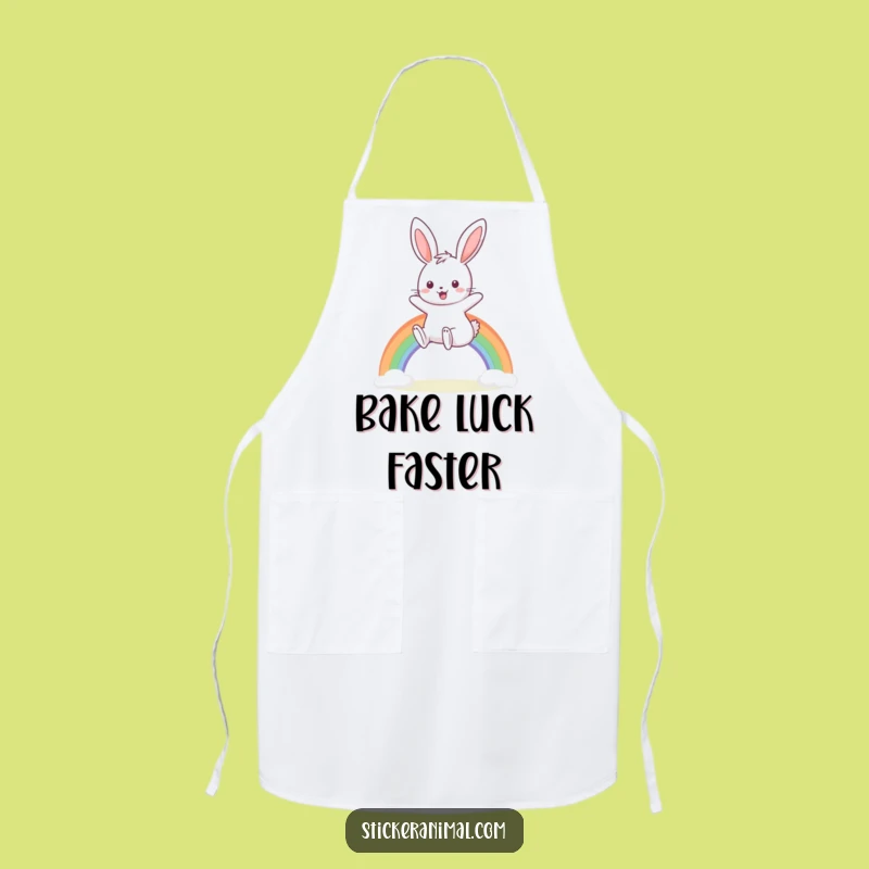 Funny Bunny Apron - Bake with Hopping Humor and Rainbow Magic