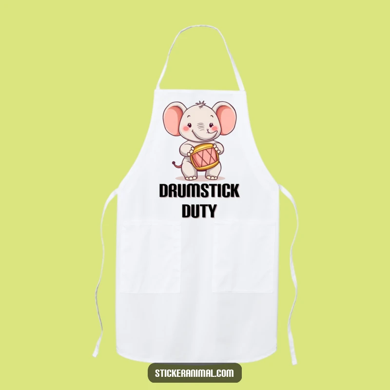 Funny Elephant Drummer Apron: Cook with Rhythm in This Cheerful Character's Style
