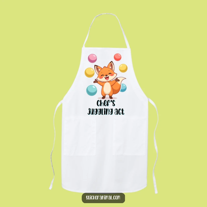 Funny Fox Juggling Apron - Master Your Kitchen - Hilarious Funny Gift!