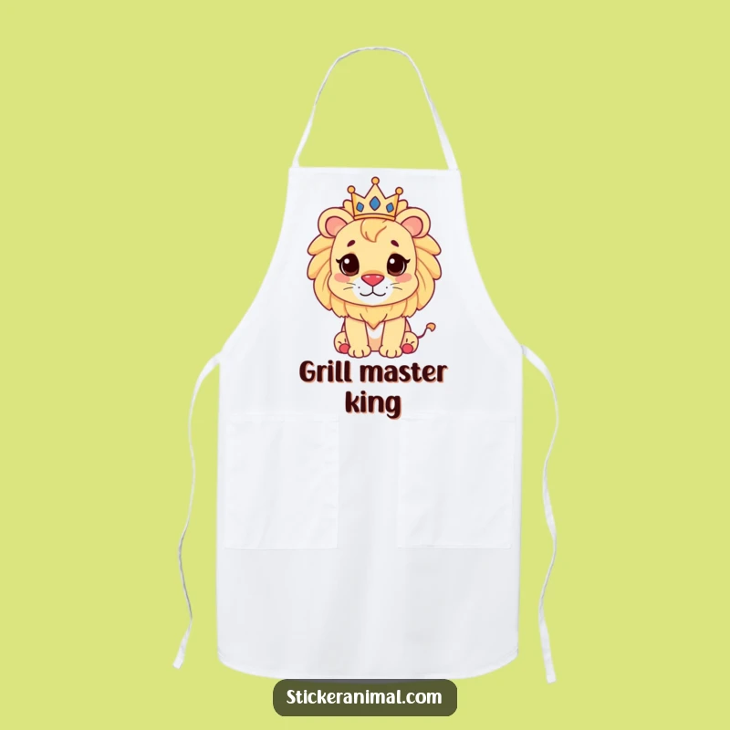 Funny Lion Crown Apron: Regal Attire for the Kitchen King