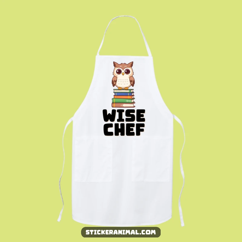 Funny Owl Chef Apron: Curious Book Lover Kitchen Gift