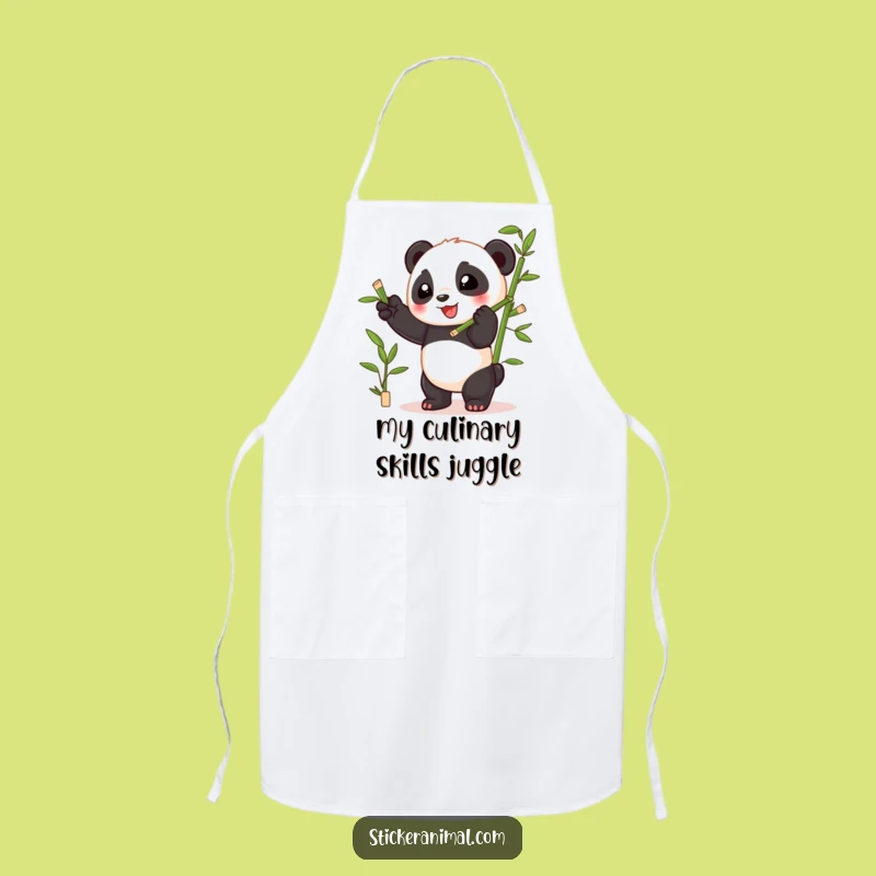 Funny Panda Kitchen Apron: Playful Cub Bamboo Chef Gift