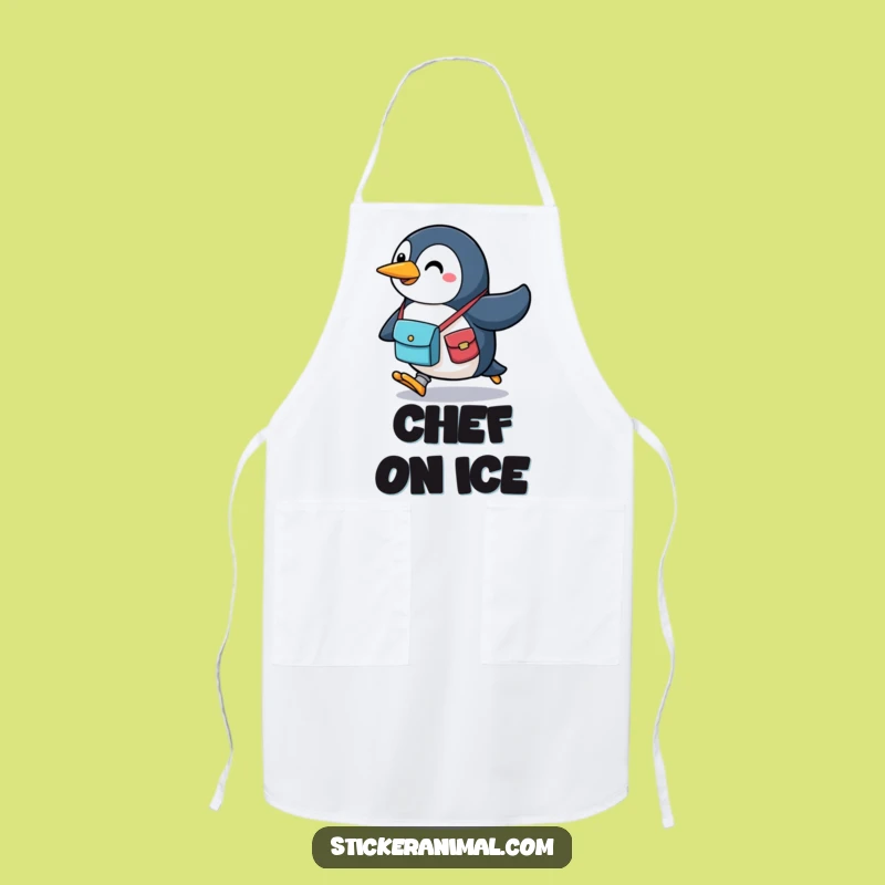Funny Penguin Messenger Bag Apron: Cook with Speed and Cheerful Style