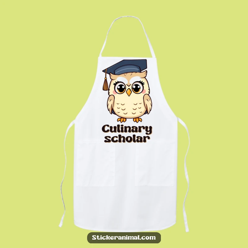 Funny Surprised Owl Apron - Graduation Chef Scholar Kitchen Gift