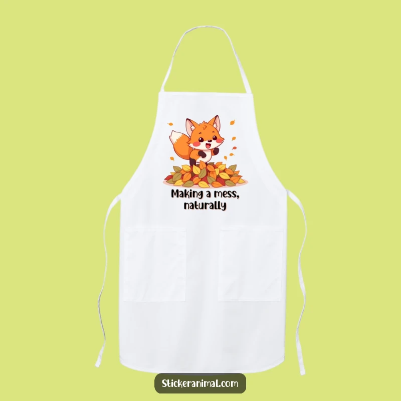 Funny Fox Pouncing Leaves Apron: Cook with Joy in this Hilarious Kitchen Wear