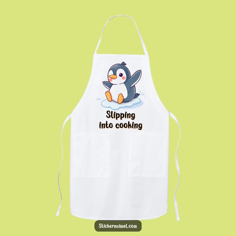 Funny Penguin Slide Apron: Kitchen Winter Fun, Perfect Chef Gift