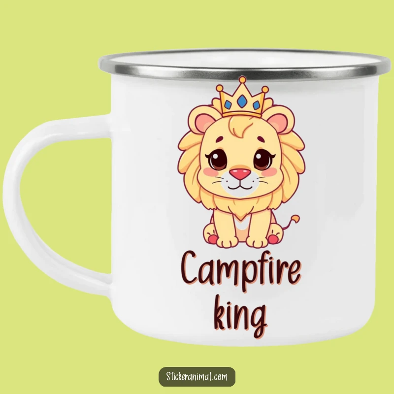 Funny Lion Crown Camping Mug: Regal Companion for Outdoor Adventures