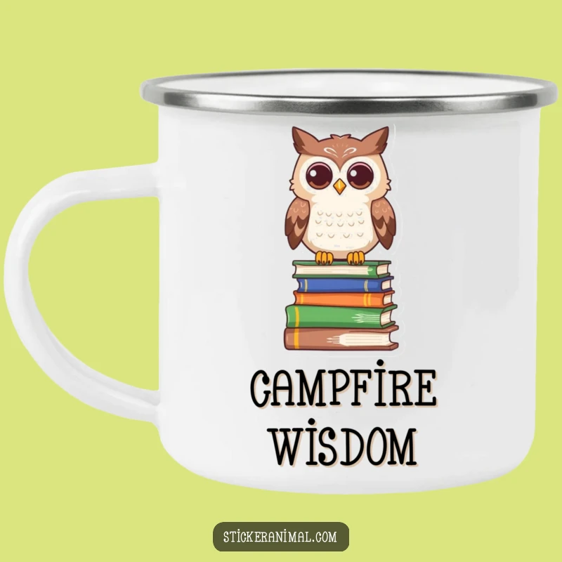 Funny Campfire Owl Mug: Curious Book Character Outdoor Gift