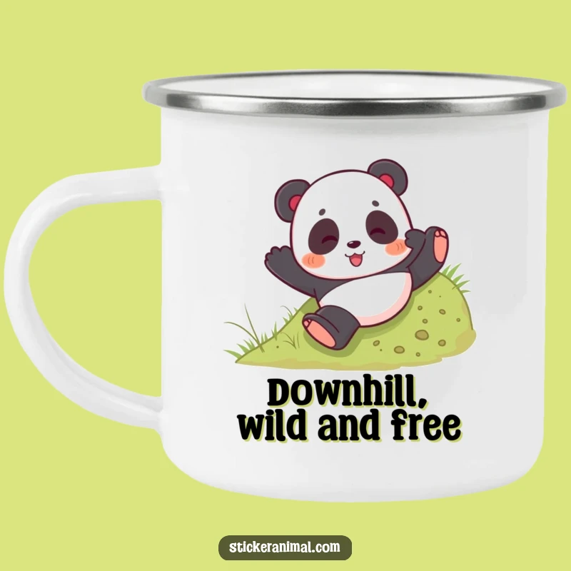 Funny Panda Tumble Camping Mug: Durable Bear Rolling, Outdoor Playfulness