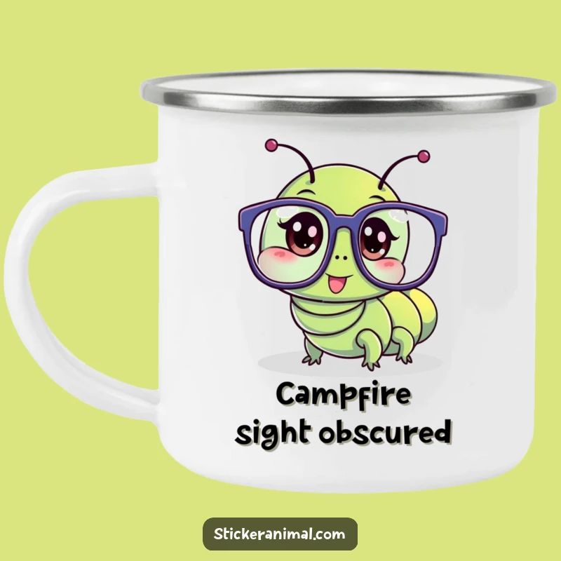 Funny Caterpillar Glasses Camping Mug: Wobbly Outdoor Sipper, Perfect Gift