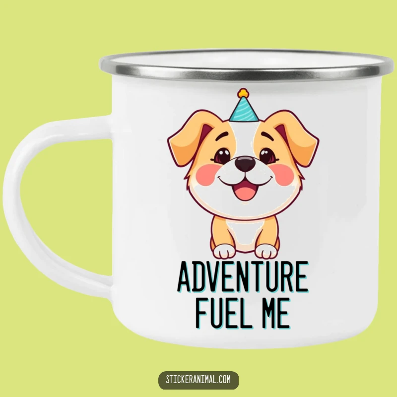 Funny Dog Party Hat Camping Mug: Durable Pup Fun, Perfect Outdoor Funny Gift!