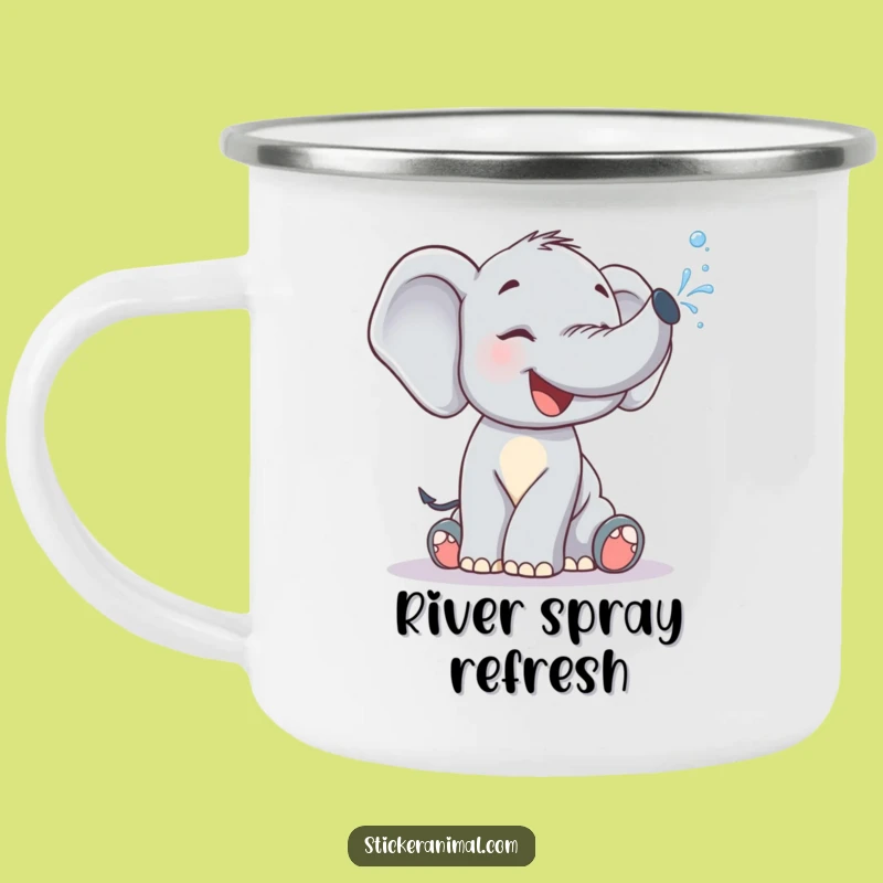 Funny Elephant Calf Enamel Camping Mug: Splash into Adventure - Ideal Gift!