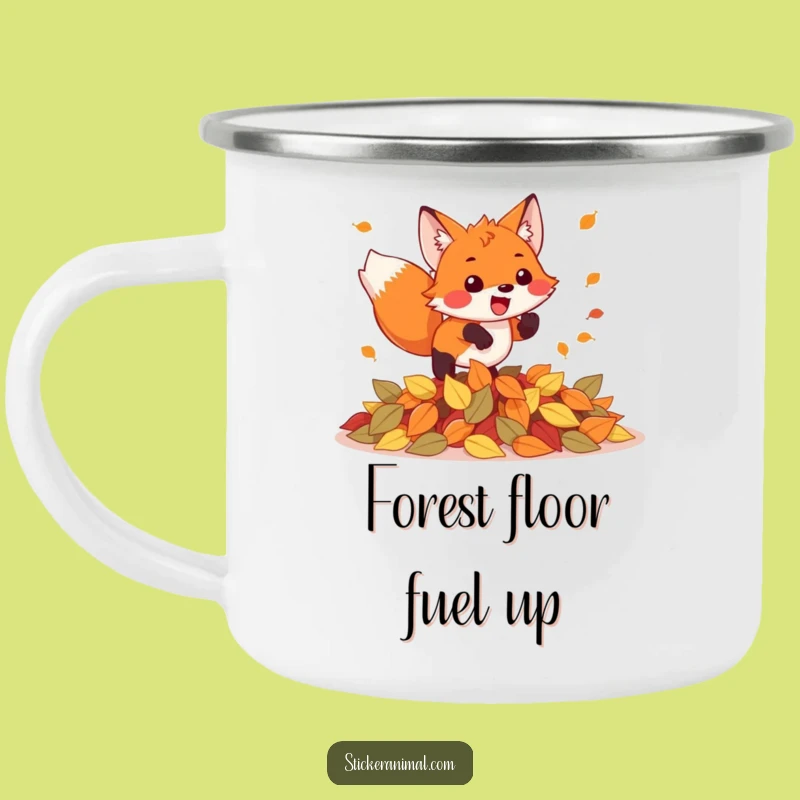 Funny Fox Pouncing Leaves Camping Mug: Adventure Fuelled by Humor and Hot Drinks
