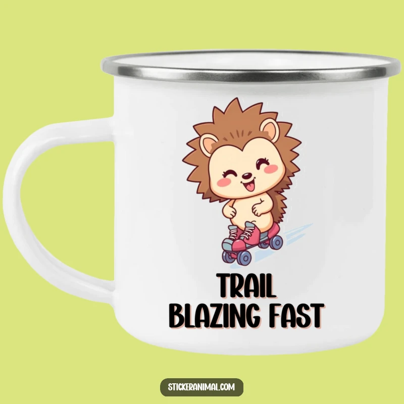 Funny Hedgehog Roller Skater Camping Mug: Adventure & Laughs, Perfect Outdoors!