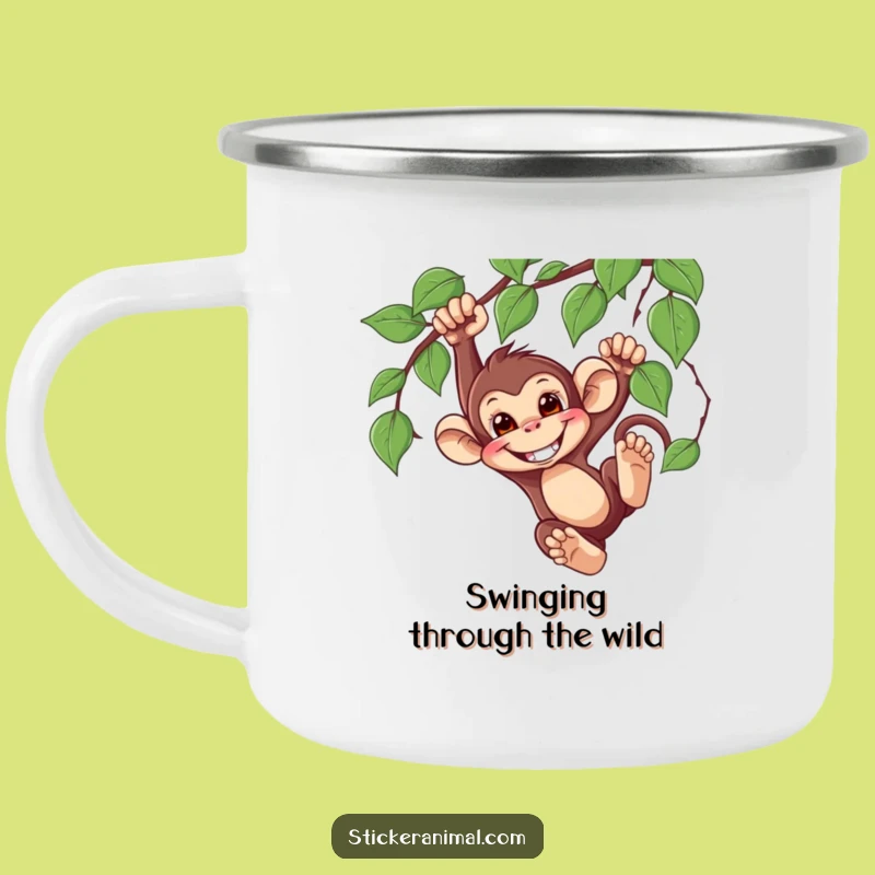 Funny Monkey Swinging Camping Mug: Durable Primate Fun, Perfect Outdoor Gift