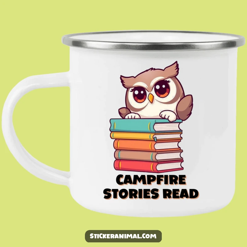 Funny Owl Book Camping Mug: Curious Outdoor Sipper, Perfect Gift