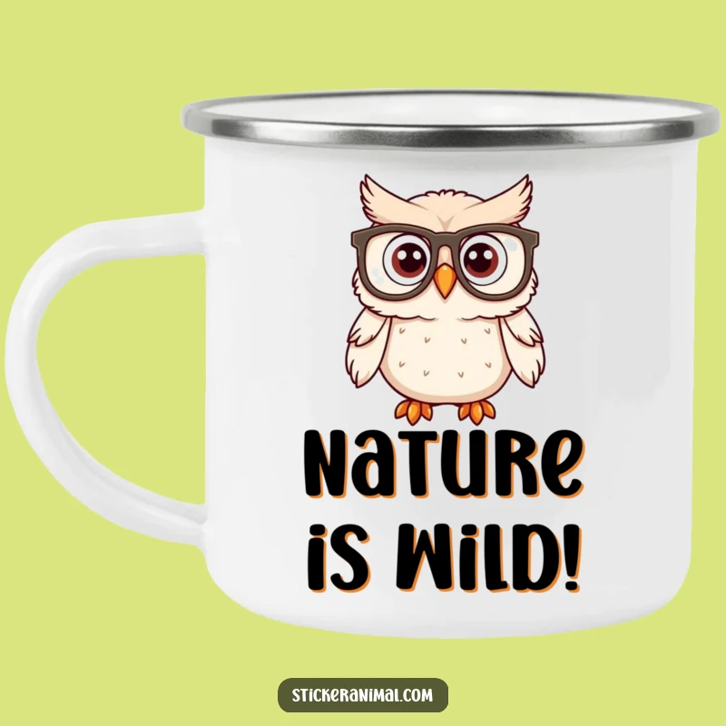 Funny Owl Spectacles Camping Mug: Wise Companion for Outdoor Brews