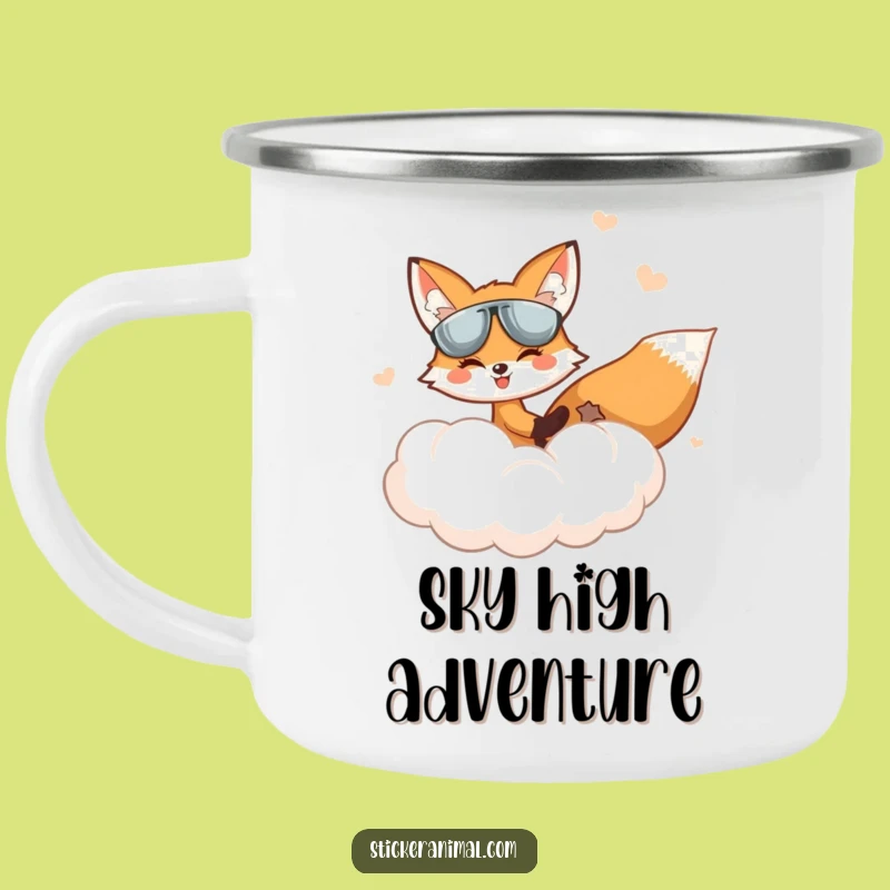 Funny Fox Explorer Mug: Cloud Pilot Adventure, Rugged & Hilarious Gift