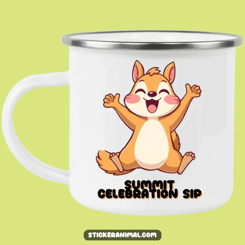 Funny Squirrel Leap Camping Mug: Adventure Fuel with a Joyful, Humorous Design