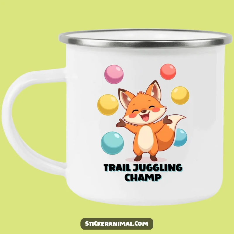 Funny Fox Juggling Camping Mug - Adventure in Every Sip - Cheerful Funny Gift!