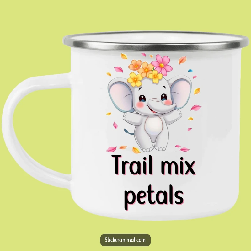Durable Funny Elephant Juggling Flowers Camping Mug, Sip in Nature's Joy