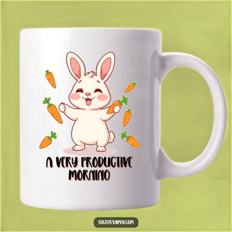 Funny Rabbit Juggling Carrots Mug: Giggling Character Fun, Perfect Funny Gift!
