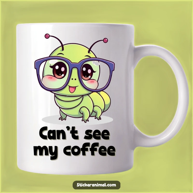Funny Caterpillar Glasses Mug: Oversized Oopsie Gift for Bug Lovers