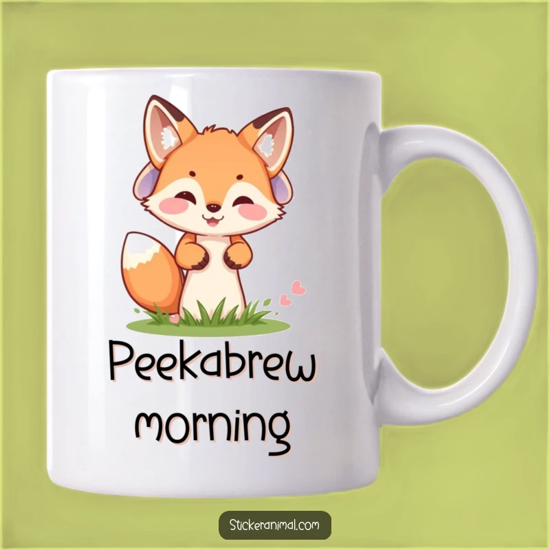 Funny Fox Cub Mug - Peek-a-Boo Woodland Humor for Your Morning Coffee