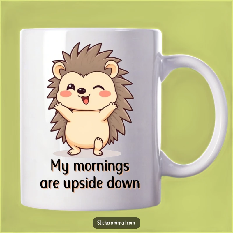 Funny Hedgehog Headstand Mug: A Cheerful Character Doing Yoga, Perfect Funny Gift!
