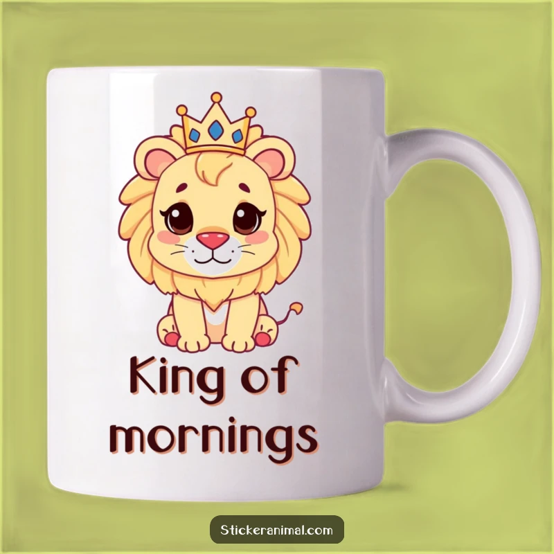 Funny Lion King Mug: Cute Crowned Lion, Perfect Regal Gift