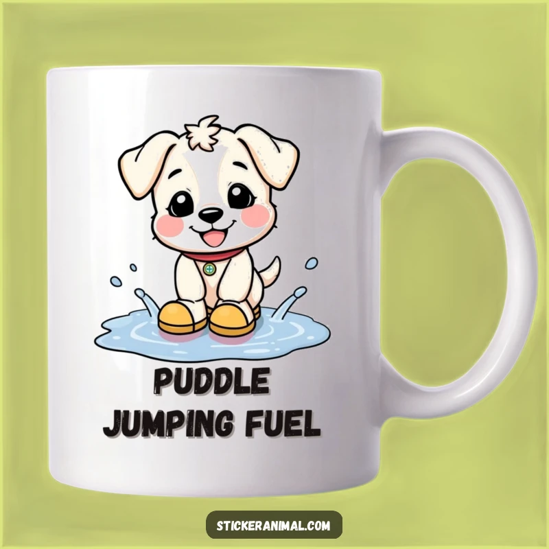 Funny Puppy Splash Mug - Joyful Puddle Jumper - Perfect Funny Gift!