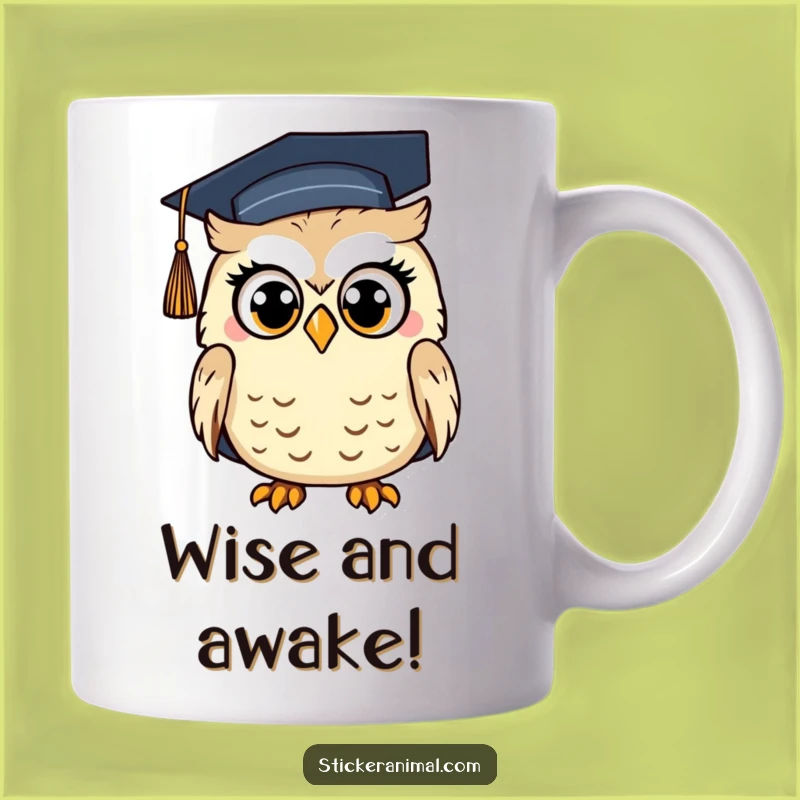 Funny Surprised Owl Graduation Mug - Shocked Scholar Coffee Cup Gift