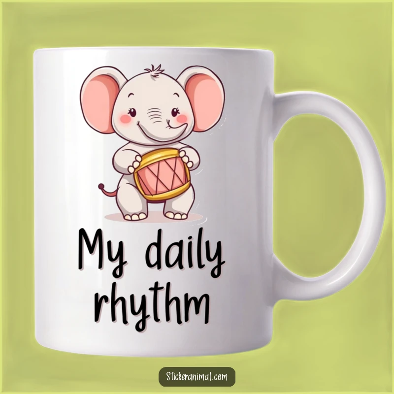 Funny Elephant Drummer Mug: A Cheerful Musician Character Gift for Joyful Mornings