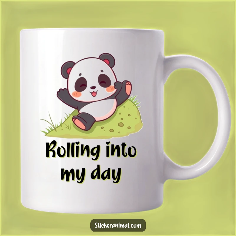 Funny Panda Tumble Mug: Playful Bear Rolling Down Hill, Joyful Fun, Perfect Gift
