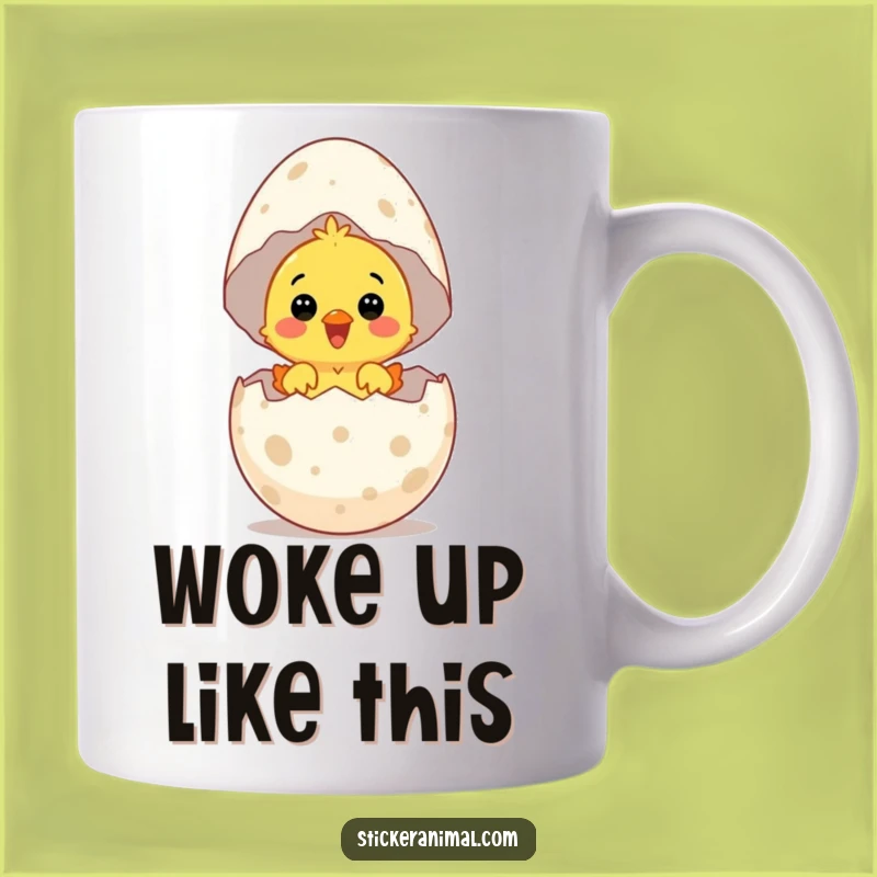 Funny Chick Hatching Mug: Surprised Baby Bird, Joyful New Beginnings, Perfect Gift