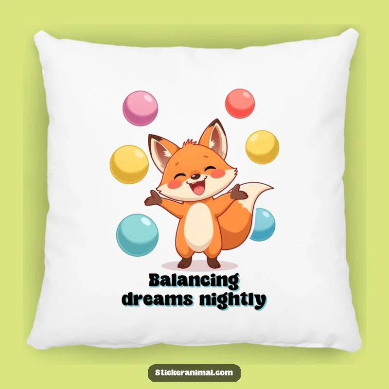 Funny Fox Juggling Pillow - Comfy & Colorful Accent - Sweet Funny Gift!