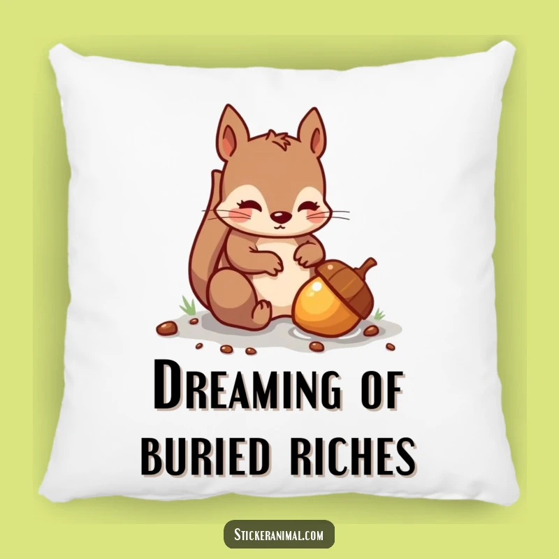 Funny Squirrel Pillow: Mischievous Acorn Burying Accent, Comfy & Humorous Gift