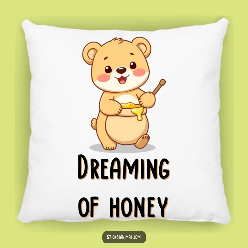Funny Bear Cub Honey Pot Pillow: Cuddle up with Sweetness and Humor