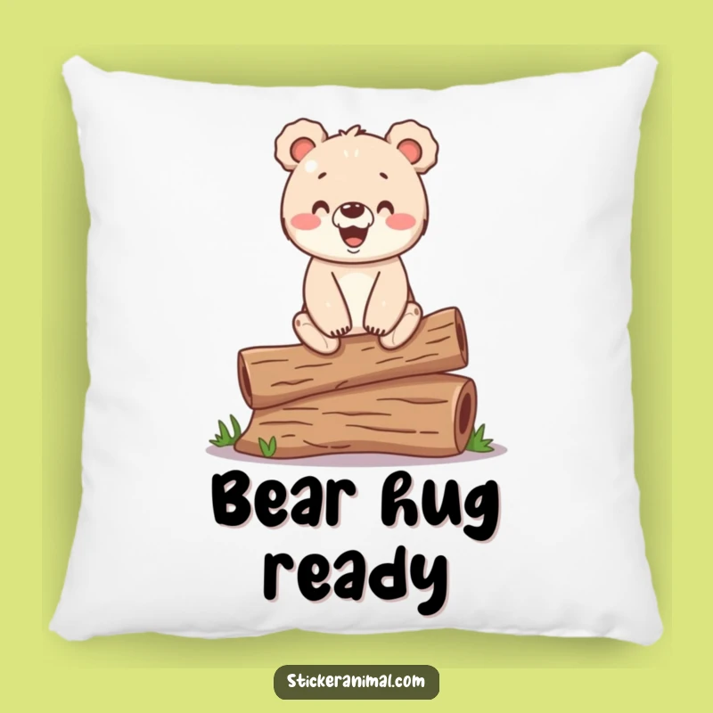 Funny Bear Cub Pillow - Cuddle Up with Woodland Humor and Balancing Comfort
