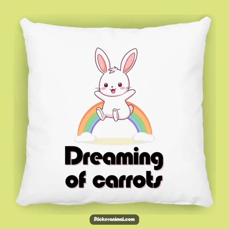 Funny Bunny Pillow - Cuddle Up with Hopping Humor and Rainbow Dreams