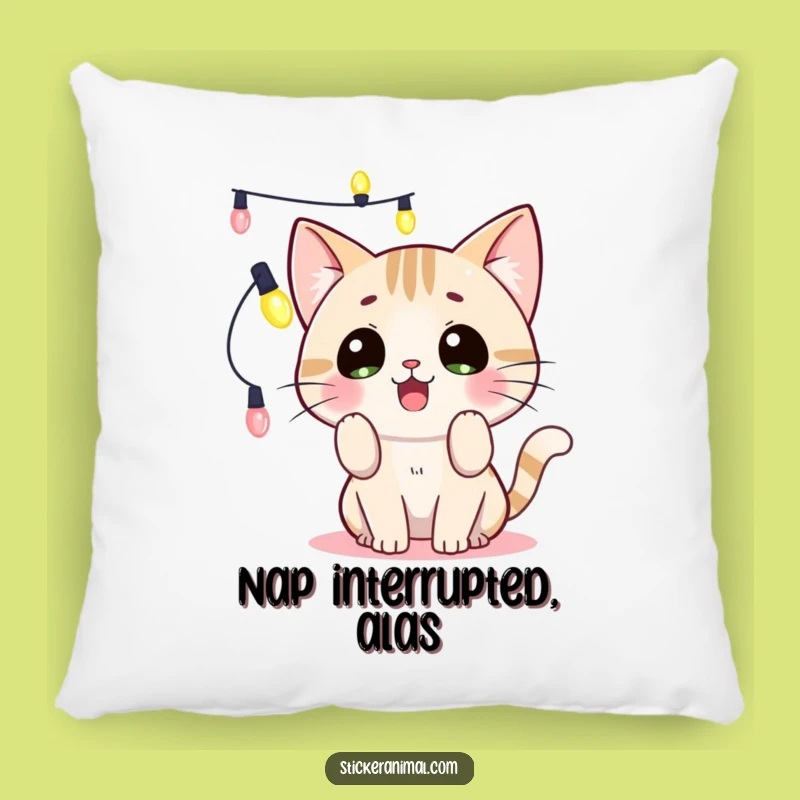 Funny Cat Lights Pillow: Cozy Surprised Kitty Comfort, Plush Funny Gift!