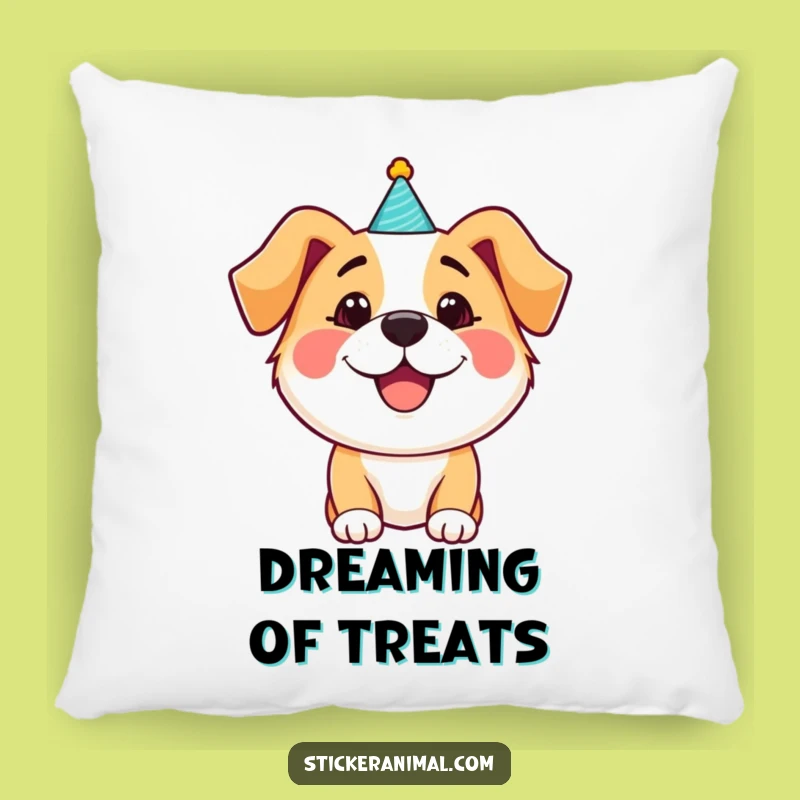 Funny Dog Party Hat Pillow: Cozy Happy Pup Comfort, Plush Funny Gift!