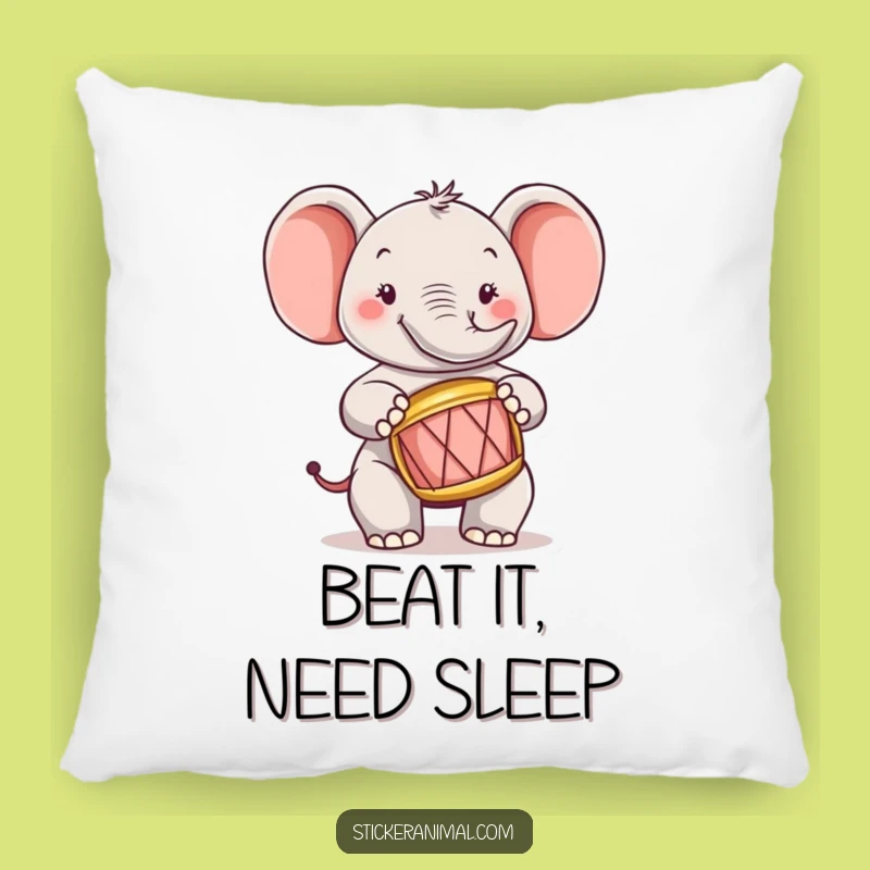 Funny Elephant Drummer Pillow: Snuggle Up with This Cheerful Character's Rhythm