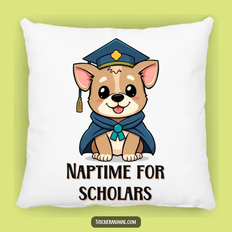 Funny Graduation Dog Pillow: Winking Scholar Pup Comfort, Great Gift