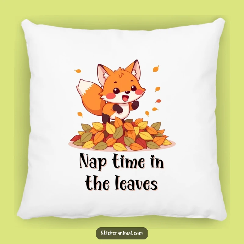 Funny Fox Pouncing Leaves Pillow: Add Cozy Humor to your Couch with this Design