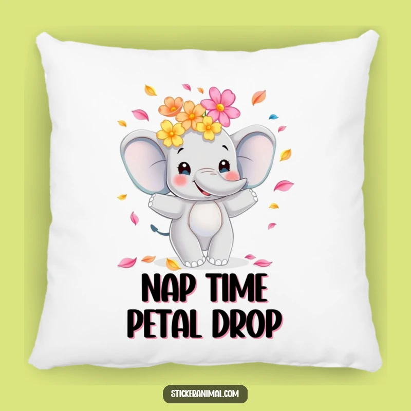 Soft Funny Elephant Juggling Flowers Pillow, Cuddle Up with Cheerful Comfort