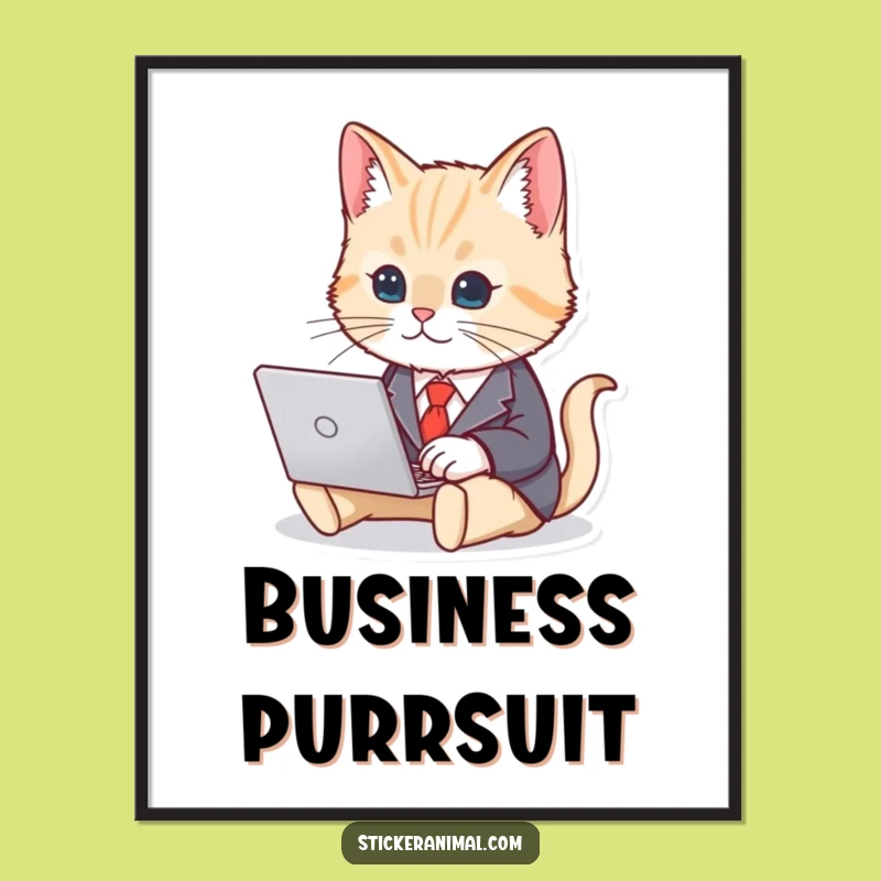 Funny Cat Business Suit Digital Art - Instant Hilarious Office Decor