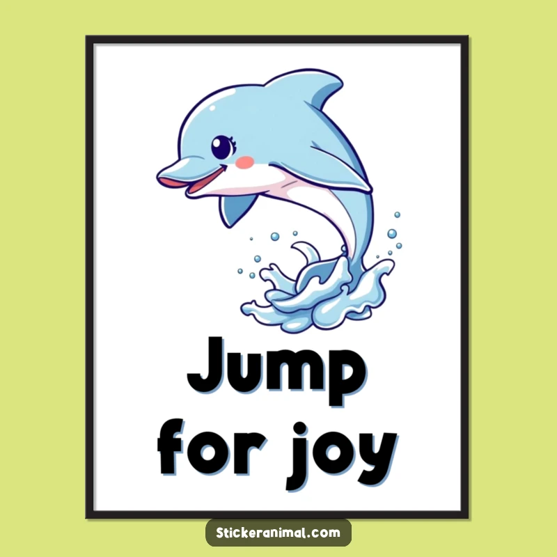 Funny Dolphin Leap Digital Print: Energetic Ocean Art, Instant Download Gift