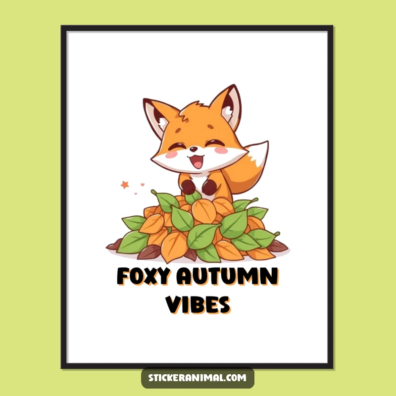 Funny Excited Fox Digital Art - Instant Autumn Joy, a Fantastic Funny Gift!